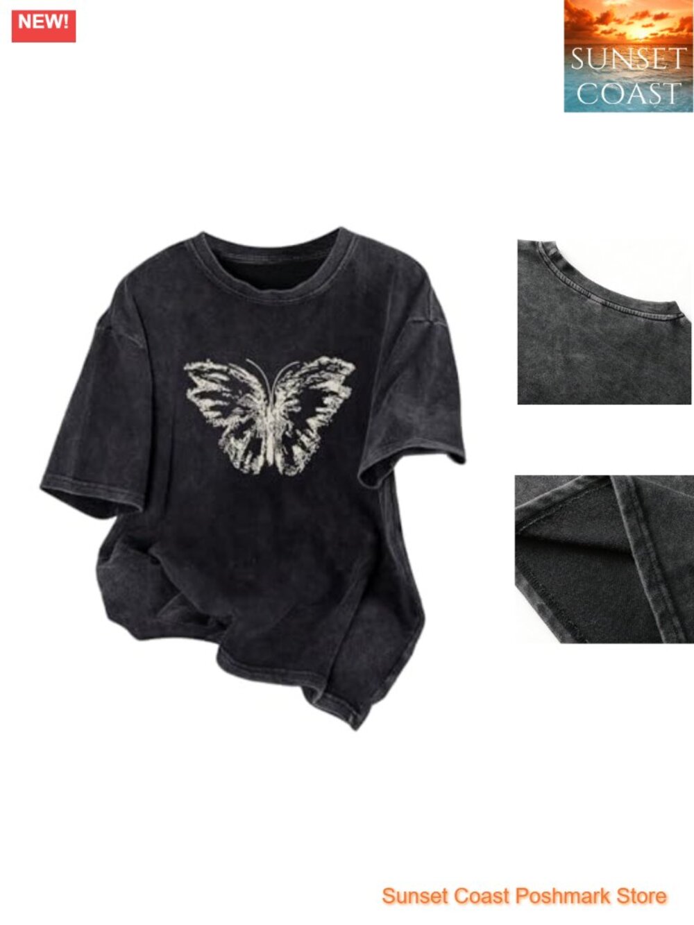 Y2K Butterfly Graphic T-Shirt Short Sleeve Crew Neck Soft Fabric Casual Tee